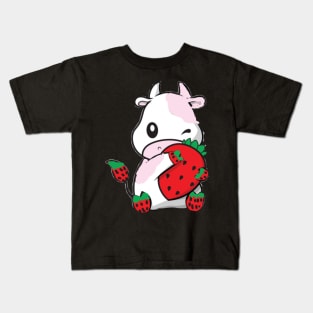 Cute Strawberry Cow Kids T-Shirt